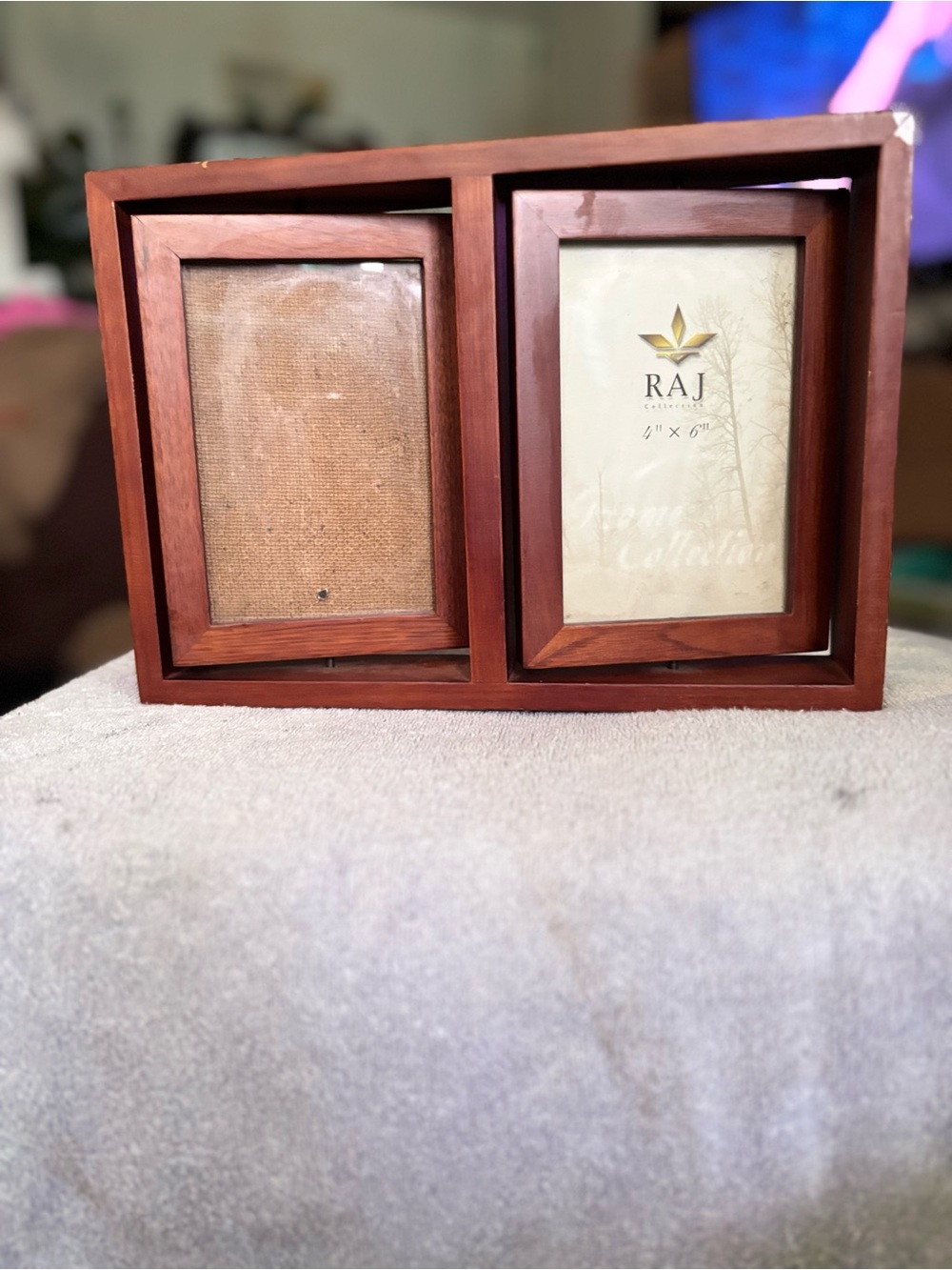 Raj Double 4x6 Wooden Photo Frame in Mahogany Brown